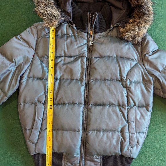 Guess Cropped Down Coat with Furry Hood XS - Picture 8 of 15